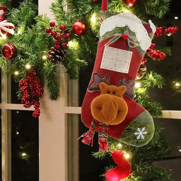 Julestrømpe 18” til pejs, træ eller væg (elg) Elk