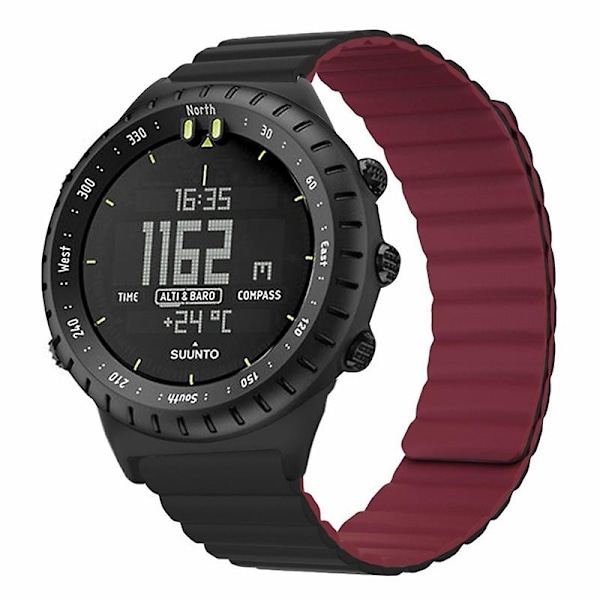 22mm iholle ystävällinen silikonihihna magneettinen ranneke Suunto Corelle Black Wine Red
