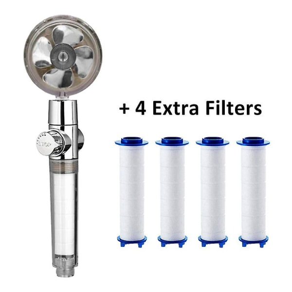 Propeller duschhuvud set 360 rotera med 1 gratis vattenfilter guldfläkt turboladdare ren regn helix eco shower S extra filter