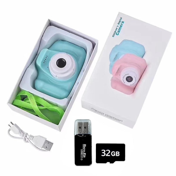 Smart Mini Kamera Børns Kamera 1080p Hd Digitalkamera Skærm Med 32gb Kort green