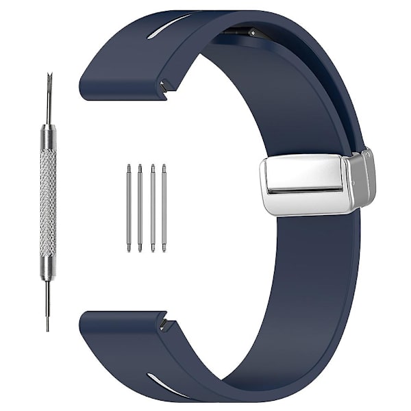 20mm kaksivärinen silikoninen magneettinen hopea solki ranneke Samsung Galaxy Watch 6/6 Classic/5/4 Midnight Blue White