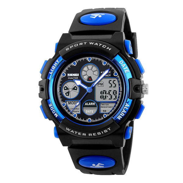 Barnklockor Pojkar Digital Outdoor Sport Watch Multifunktion Vattentät Digital watch med LED-ljus Blue