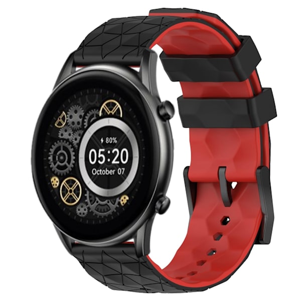 To-fargets silikonklokkebånd for Xiaomi Haylou RT2 LS10 Black Red
