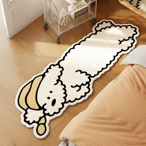 Områdetepper til soverom, vaskbare, uregelmessig formet, 40*60 cm (Bichon Frize)