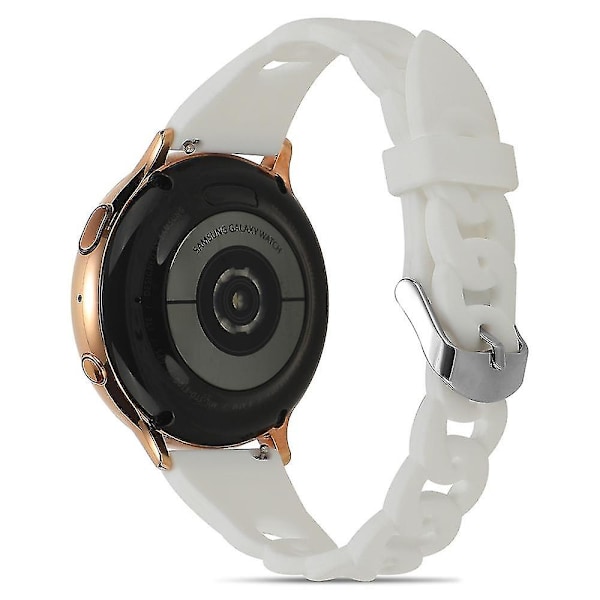 Garmin Venu 2 Plus/Samsung Galaxy Watch4 -rannekke 20mm, pyöreä design, vaihdettava rannehihna White, White A Samsung Galaxy Watch A