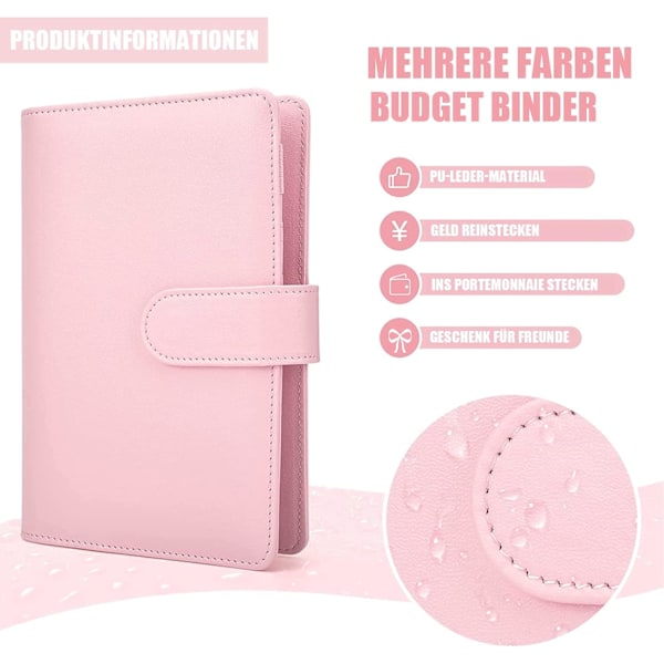 Budgetplaner, A6-pärm i konstläder med lösa blad och blixtlåsfack, Äpple Grön