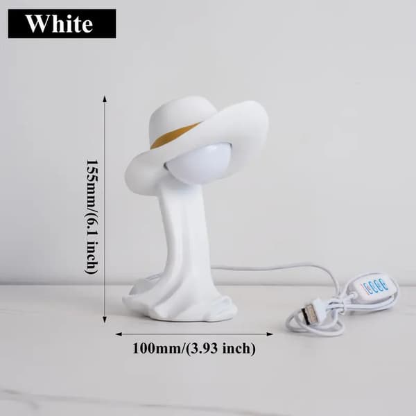 LED Hat Bordlampe, Justerbar Lysstyrke (Hvid)