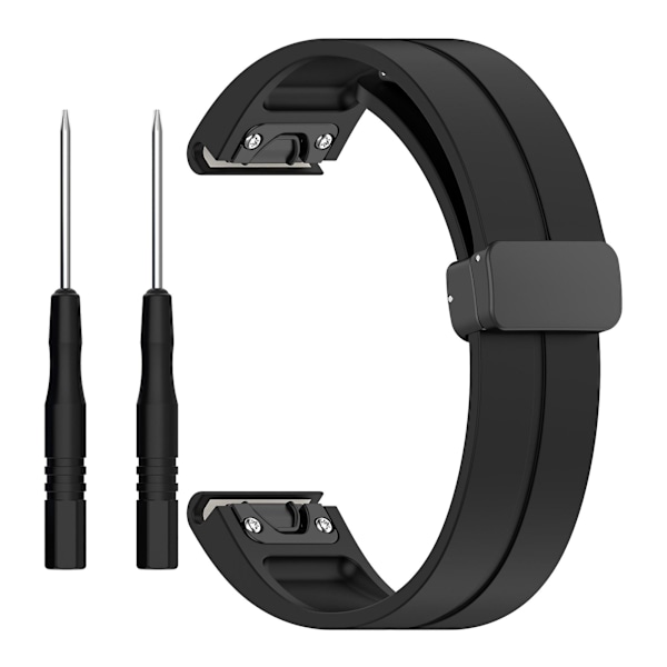 Silikonklockarmband 26mm Fällbart Svart Spänne Klockarmband För Garmin Fenix 7x/7x Solar/tactix 7 Pro Black