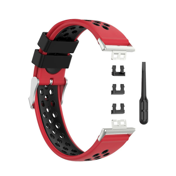 Huawei Watch Fit 18mm silikoninen kaksiväriranneke Red Black