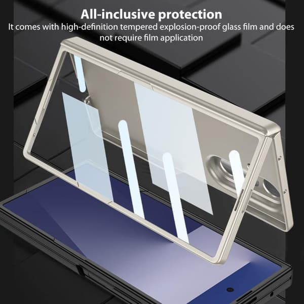 Etui til Samsung Z Fold 7, med støtteben / fingerrem (Titanium Grå)