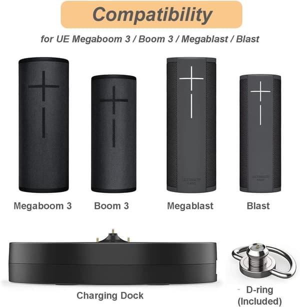 Opladerdock til Ultimate Ears Boom 3/Megaboom 3/Blast/Megablast (kompatibel) White