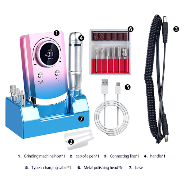 45000Rpm Elektrisk Nagelborr V8 För Akryl & Gel Manikyr, Hög Hastighet Justerbar