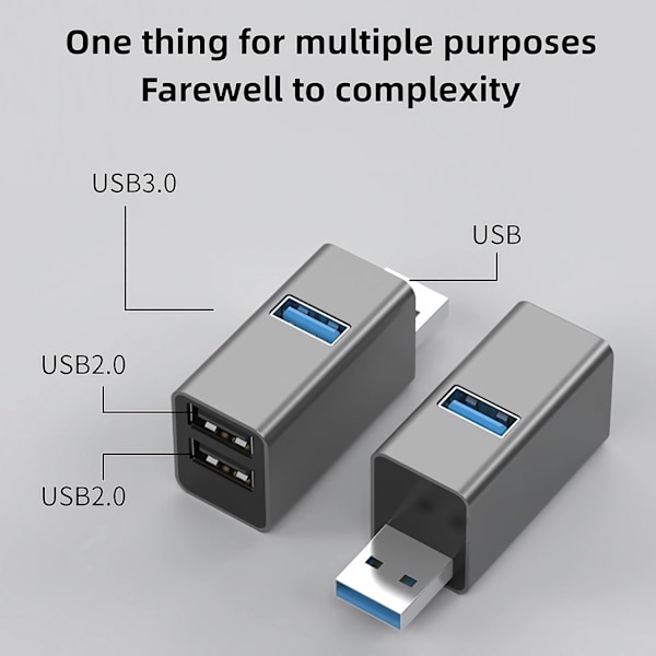 Usb Hub Multiport Adapter, 3-Portars (1-pack)
