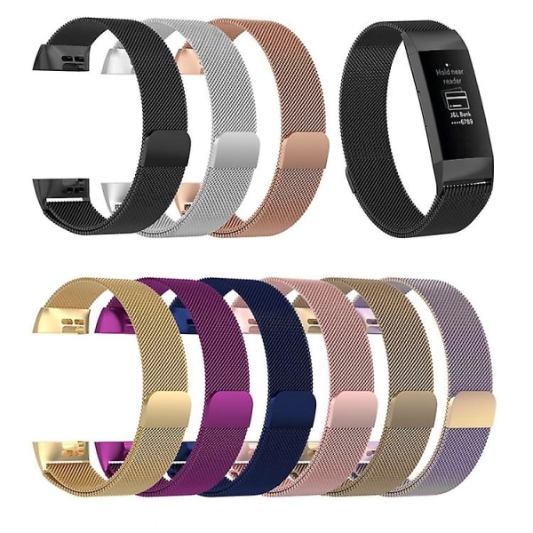 Ruostumattomasta teräksestä valmistettu watch Fitbit Charge 4:lle, suuri koko: 210 x 18 mm IBX Dark Purple