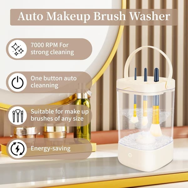 Elektrisk makeupbørsterenser, til de fleste størrelser børster og svampe (beige)