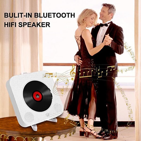 Bluetooth Cd-spelare Väggmonterbar Hem Audio Boombox Med Fjärrkontroll Hifi Högtalare Full Band Fm Radio white