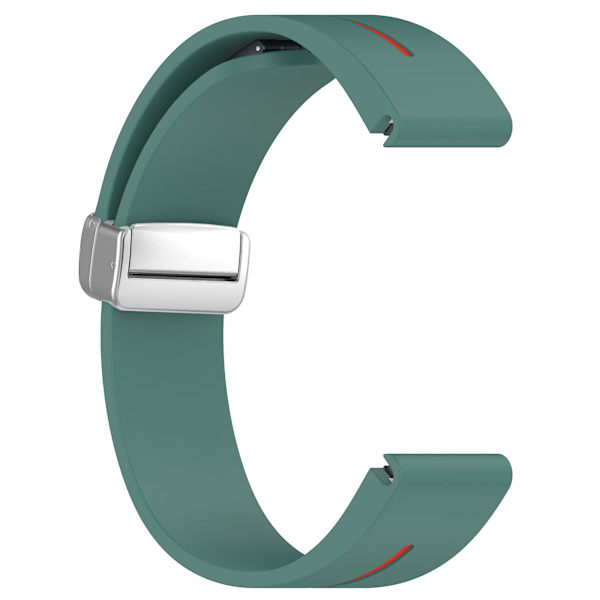 20mm Dual Color Silikon Magnetisk Sølv Spænde Urrem Til Samsung Galaxy Watch 6/6 Classic/5/4 Olive Green Red