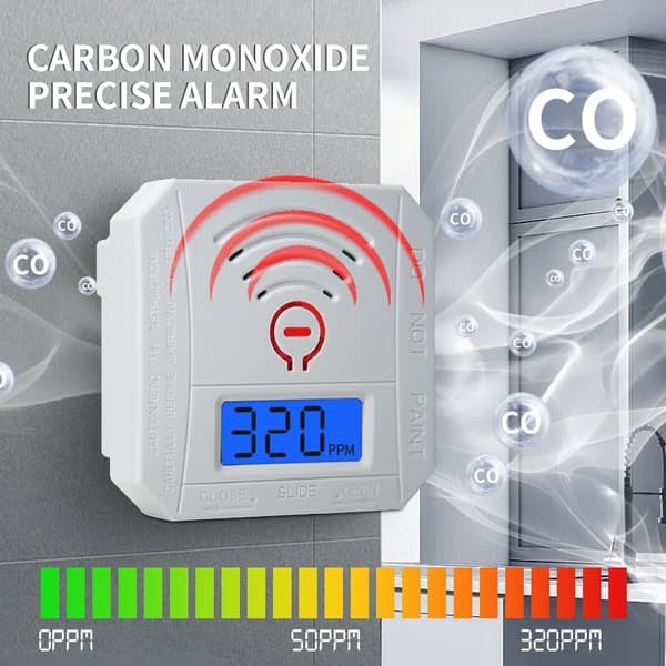 Kolmonoxiddetektor 2-pack, batteridriven, med digital LCD-display