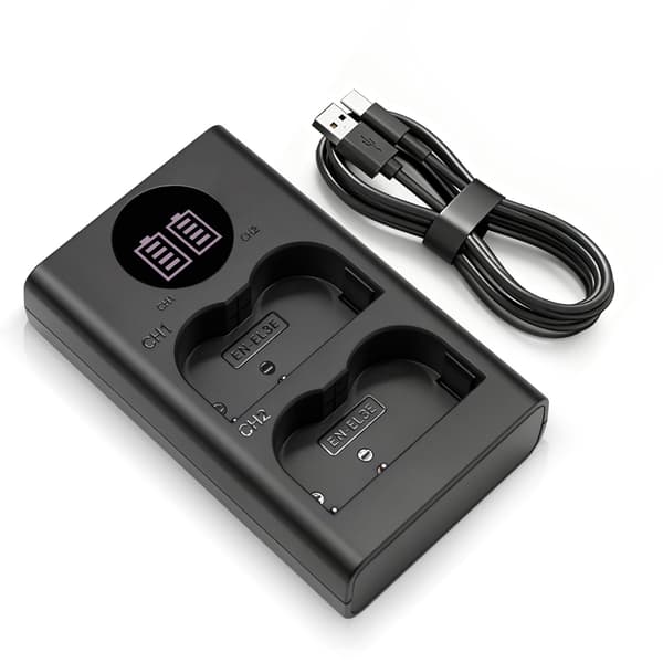 Batterilader for DL-EN-EL3e, kompatibel med Nikon EN-EL3E D90 D700 D300 D80 D70