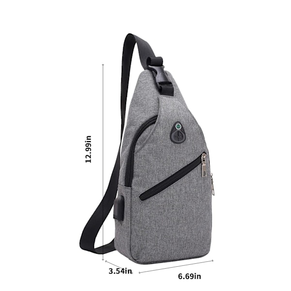 Vandtæt rem taske crossbody rygsæk med USB-hul med hovedtelefon hul rem rygsæk vandring rygsæk multifunktionel crossbody bryst taske Gray