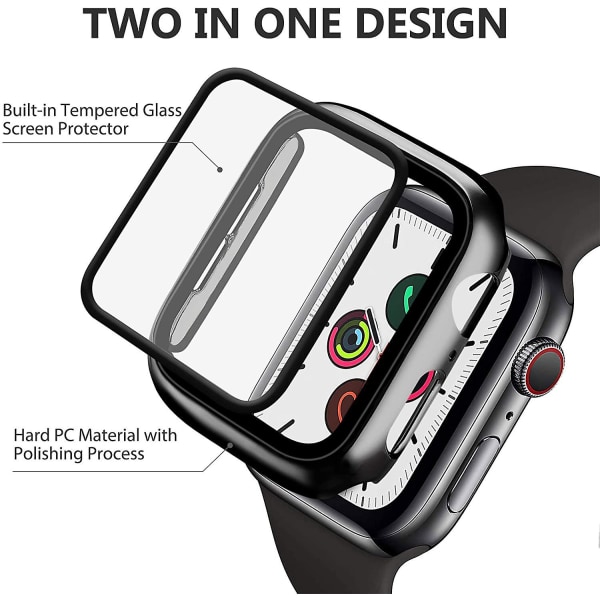 Glas+cover til Apple Watch Case 44mm 40mm Iwatch 42mm 38mm Skærmbeskytter+bumper Tilbehør til Applewatch Series 5 4 3 Se 6 40mm series 654 SE Bright silver