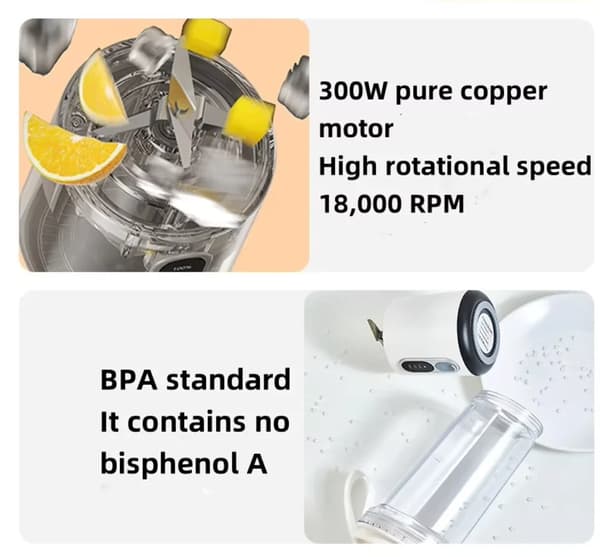 Blender, 4-blade 18000 RPM, Multifunktionel Juicing & Isknusning, 600ML (Grå)