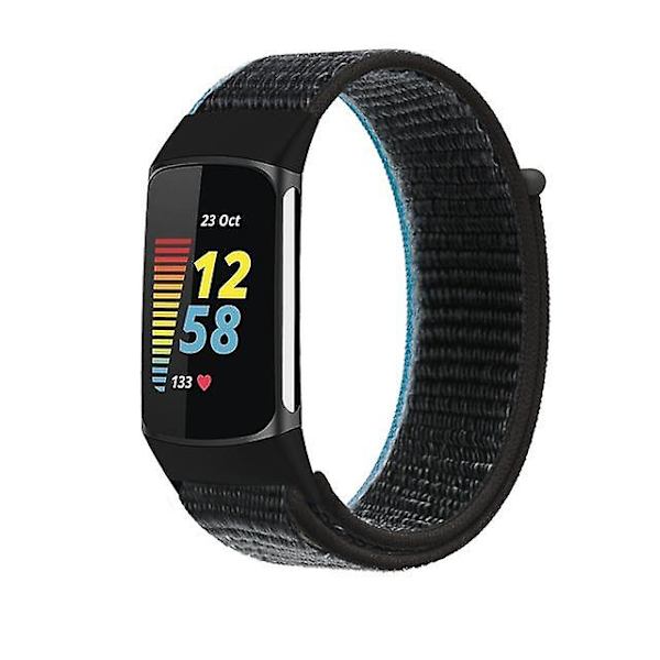 Hihna Fitbit Charge 5 -älykellolle Watch Urheilu Nylon Loop Rannekoru Ranneke Correa Pulsera Fitbit Charge 5 Band Charcoal
