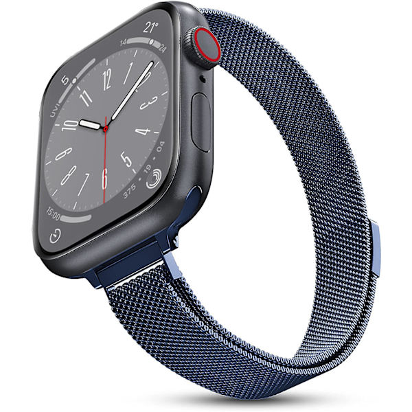Milanese løkkestropp for Apple Watch-bånd 40 mm 44 mm 41 mm 45 mm 38 mm 42 mm 49 mm 45 mm slankt armbånd Iwatch Series 3 4 6 Se 7 8 Ultra 42mm 44mm 45mm 49mm slim blue