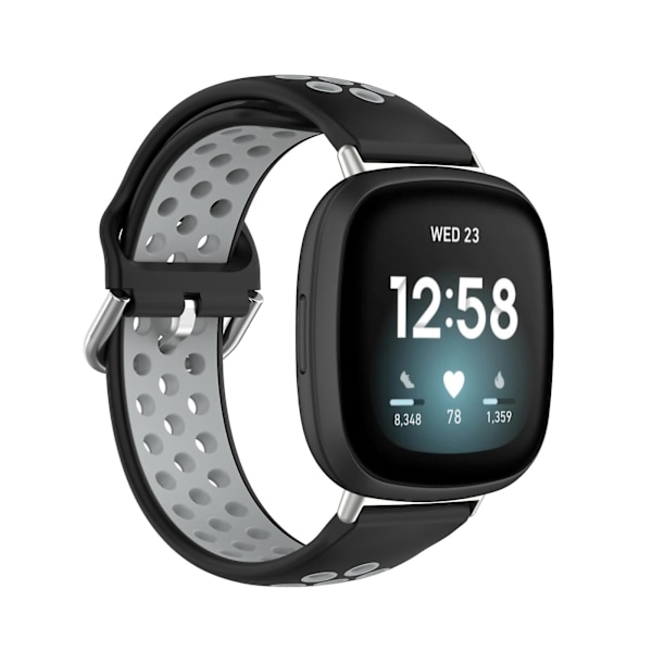 Tvåfärgat silikonarmband för Fitbit Versa 3 Black Grey