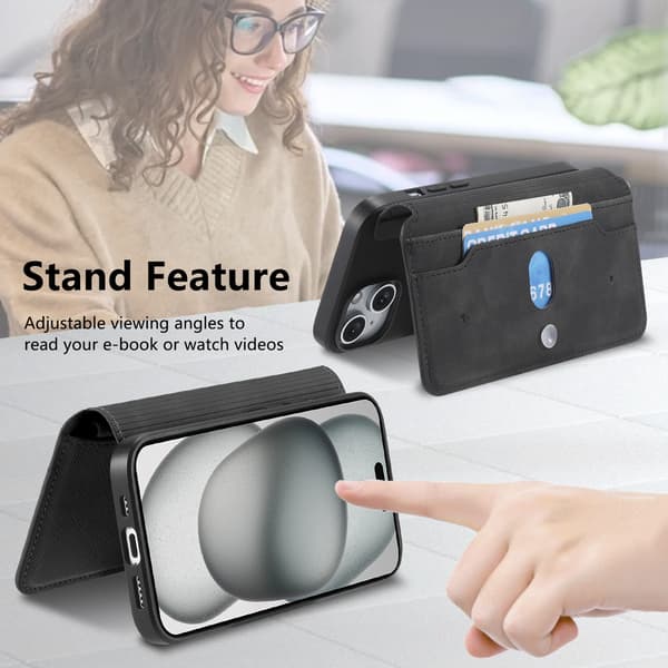 Fodral för iPhone 16 Plus Sugkopp Adsorption Flip Cover Magsafe Skyddsfodral Black