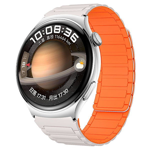 Silikonklokkebånd for Huawei Watch 4/ 4 Pro/ GT 4 46mm Magnetisk håndleddsstropp Starlight Orange