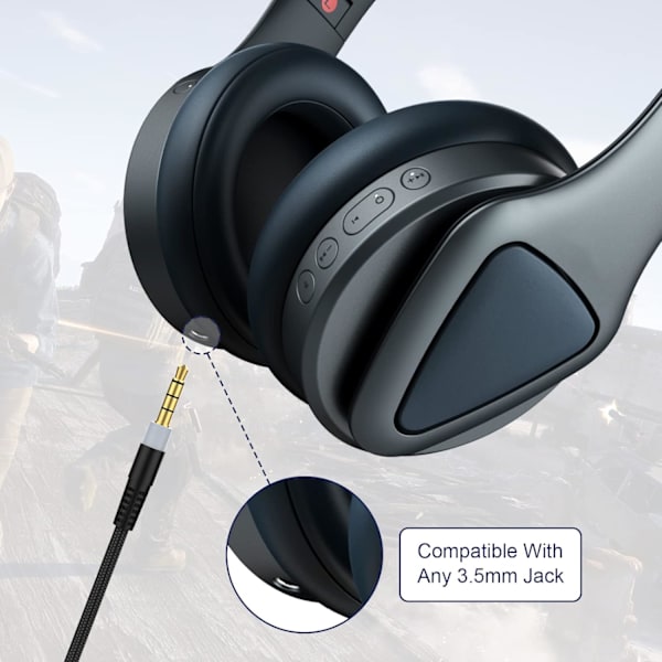 Lydkabelerstatning for Kingston Hyperx Alpha og Mix Gaming Headset, 3,5 mm plugger, 1,5 m
