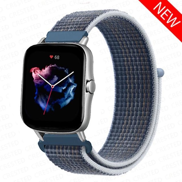20mm 22mm Klockarmband För Amazfit Gts/2/2e/3/4/mini Gtr 4/2/3/pro 47mm Stratos 3 Nylonarmband Pulseira Correa Amazfit Bip Armband Storm Blue 20mm