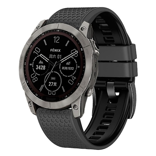 Dot Texture Silikonbånd for Garmin Tactix 7 Pro / Fenix 7x / 6x Pro / 5x Plus, 26mm Dual-color klokkestropp Charcoal Grey Black