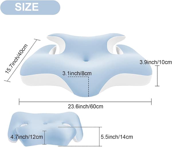 Memory Foam Cervical Nakkepute for Søvn, Pustende Kjølende Putetrekk (Blå) Blue