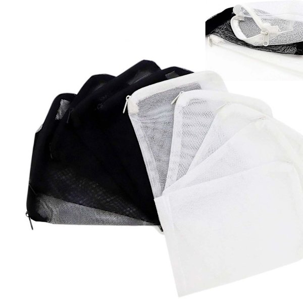 10 pakke resirkulerbare akvariefilterposer for aktivt karbon, biosfærer, keramikk Black and white