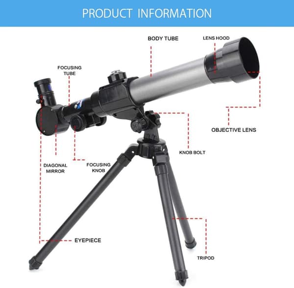 Teleskoper til begyndere, 60 mm HD-refraktor til astronomi, startkikkert med stativ