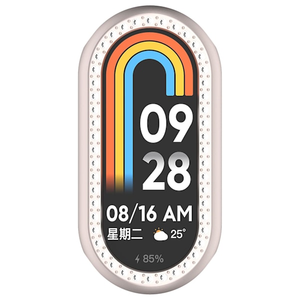 Xiaomi Smart Band 8:lle timanttikoristeinen kellokehys PC-ontto suojakotelo Frosted Starlight Color