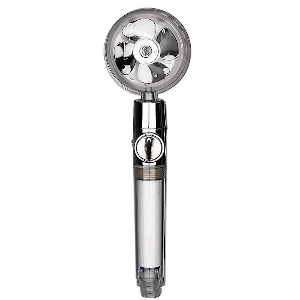 Ny turbopropeller duschhuvud vatten sparar högtrycksflöde 360 ​​grader med fläktförlängning duschhuvud regn med hållare C-silver