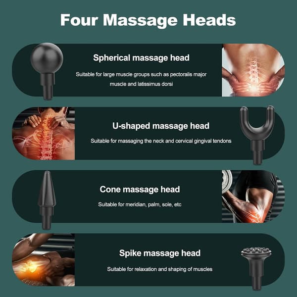 Massager 6 hastigheder med 4 hoveder (rød) Red