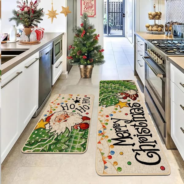 Halkfria köksmattor - Julköksmattor i 2-pack, 43*73+43*120Cm (01)