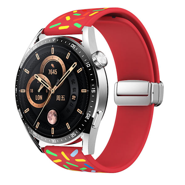 Kuosi silikonirannekkeet Samsung Galaxy Watch6 / Watch6 Classic / Watch 5 Pro / Watch4 Classic - 20 mm:n ranneke Red Rainbow