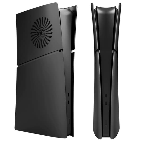 Deksel til PS5 Slim Digital Edition, erstatningsfrontplater med kjøleventil (kompatibel, svart)