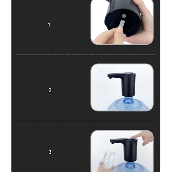 Portabel Elektrisk Vattendispenser Automatisk Dricksvatten Med USB-Laddning (Svart)