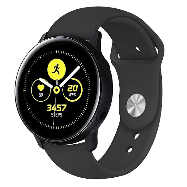 Til Samsung Galaxy Watch Active2 Bluetooth Version 40mm Smart Watch Solid Color Silikonur Black