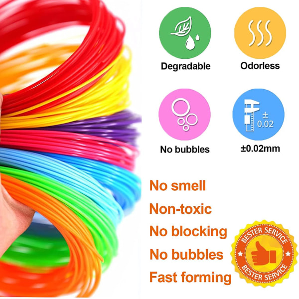 3d Printing Pen Pcl Filament Refills 1,75 mm20 farver, hver farve 16,4 fod, i alt 328 fod