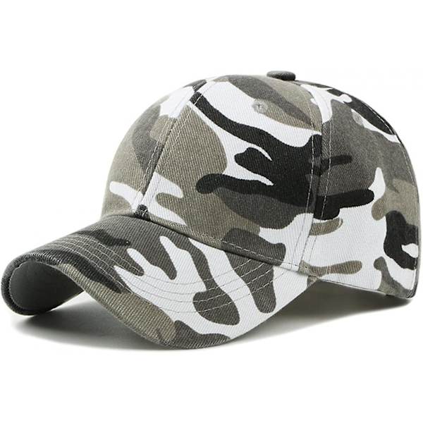 Baseball Camo Cap, Kamouflage Fiske Jakt Hatt Unisex Justerbar Sport Baseball Cap White
