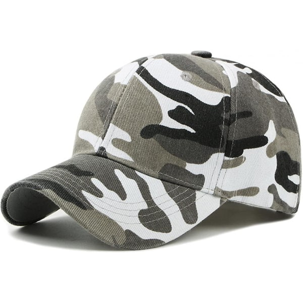 Baseball Camo Cap, Kamuflasje Fiske Jakt Hat Unisex Justerbar Sports Baseball Cap White