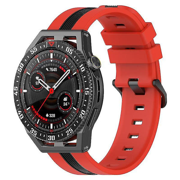 Til Huawei Watch GT 3 42mm/Watch GT Silikone Urrem Bredde 20mm Dobbelt Blød Rem Red Black J Samsung Galaxy Watch 5