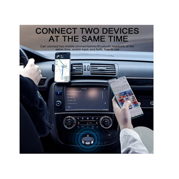 Bluetooth-mottaker for bil, Mini, Bluetooth 5.0, Håndfri ringing